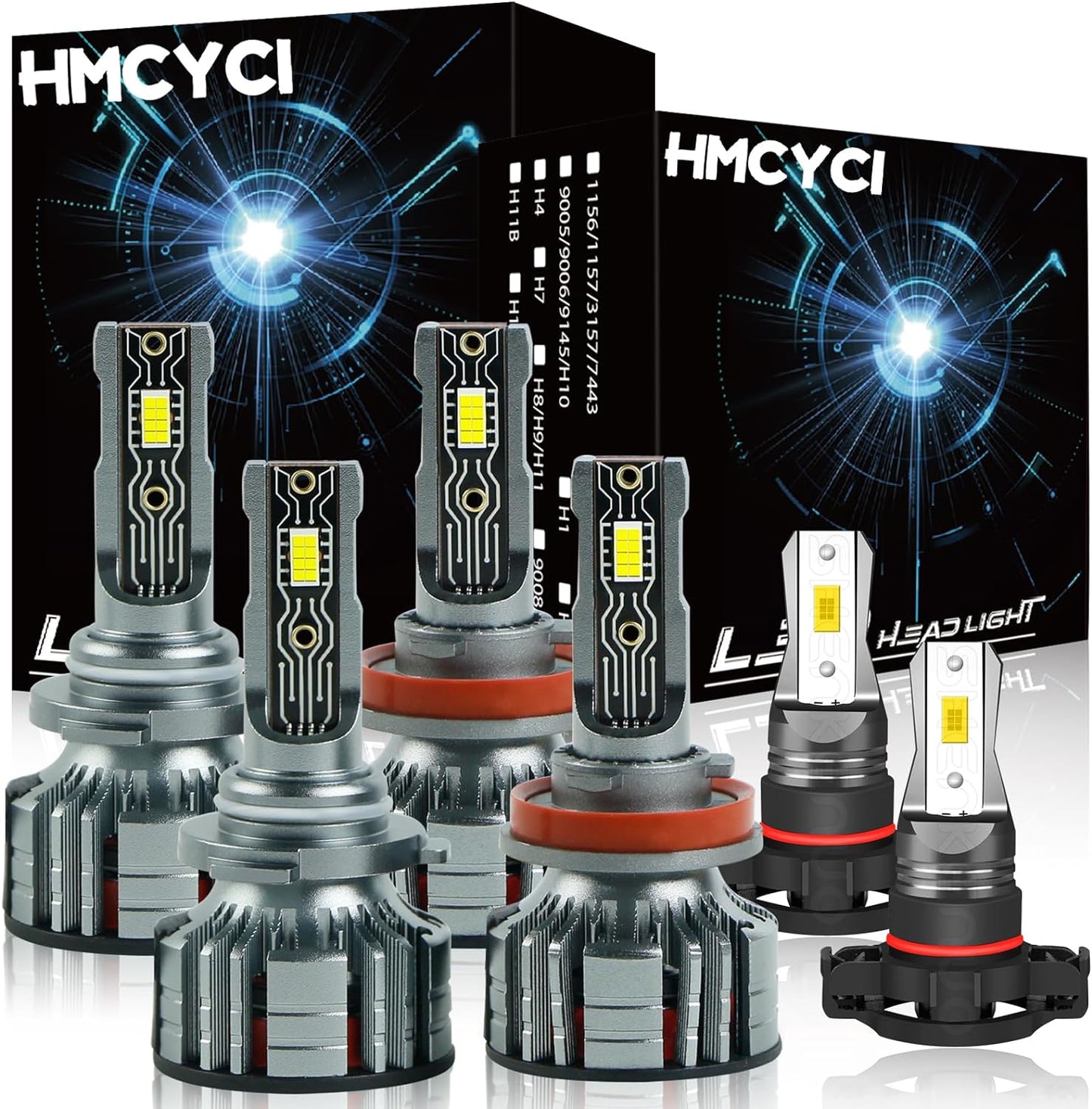 Fit For Chevy Suburban (2007-2014) LED Headlight Bulbs,9005+H11 High/Low Beam LED Headlight Bulbs + 5202 LED Fog Light Bulbs,Super Bright Cool White, Plug and Play, Pack of 6