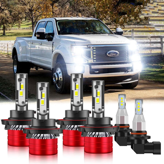 Fit For 2005-2019 Ford F250 F350 F450 Super Duty - 6x LED Headlights Fog Light Bulbs Combo 6000K White