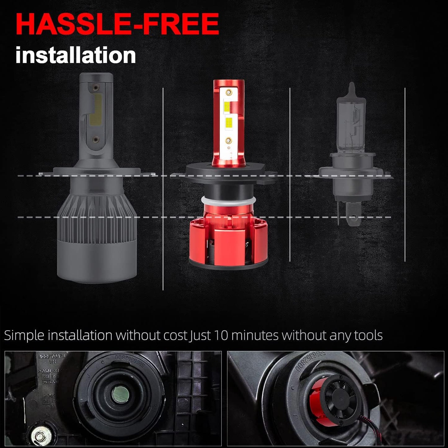 Fit (2002-2004/2007-2014) for HONDA CR-V CRV LED Headlight Bulbs,9003/H4 High Low Dual Beam+H11/H8/H16 Fog Light LED Bulbs 500% Brightness 80W 38000LM 6800K Cool White 4pcs Led Bulbs Kit