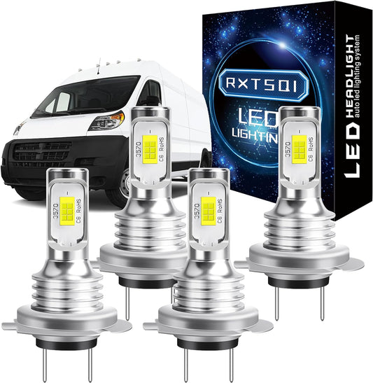 Bulbs Fit For 2014-2022 Ram ProMaster 1500 2500 3500,Light Bulbs With CSP Chips,H7+H7 Hi/Lo Headlights Bulbs,500% Brightness 6000K Cool White,Plug-N-Play,IP68 Waterproof,4PCS