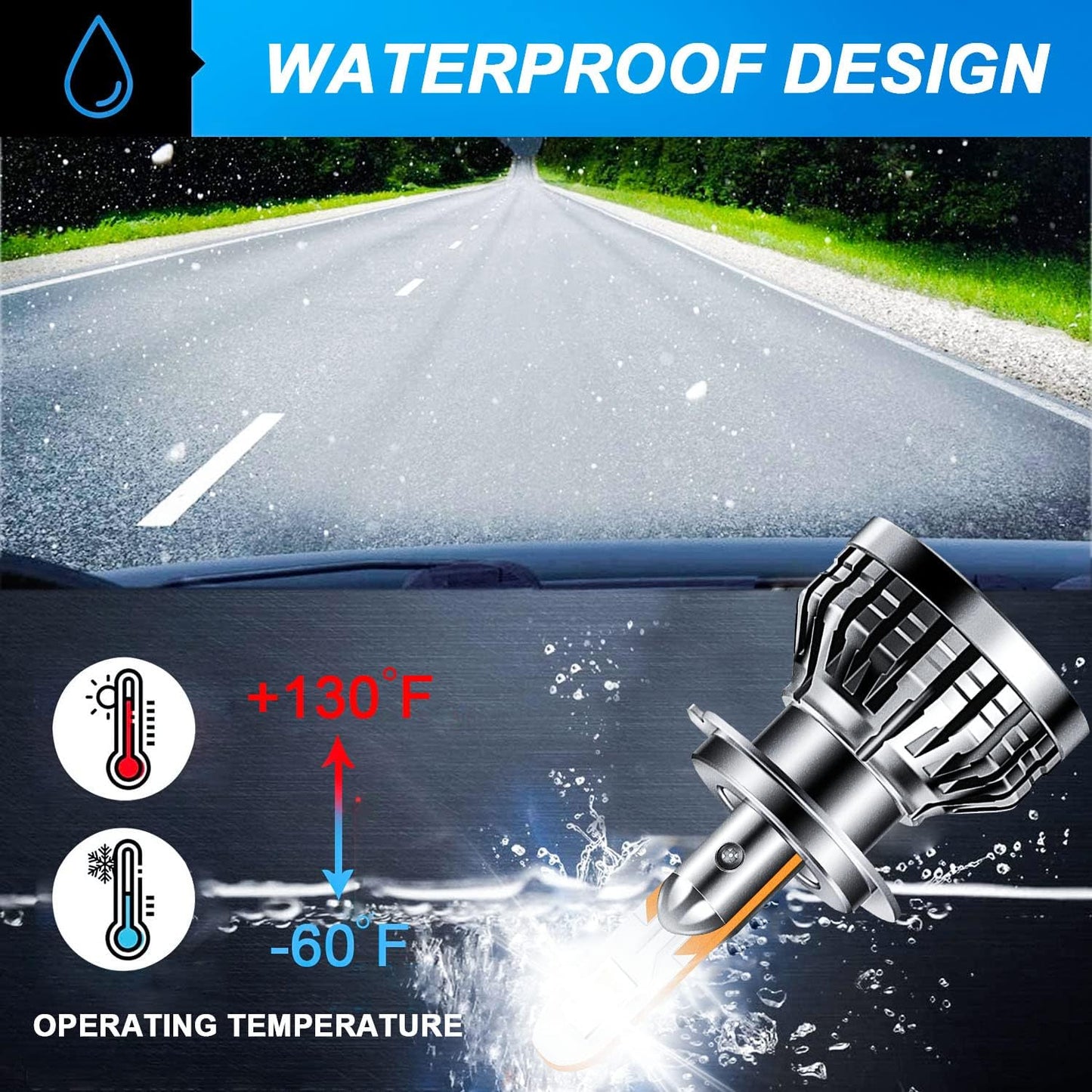 Fit for Hyundai Sonata 2011-2014 LED Headlight Bulb,H7 High Beam and Low Beam Bulb Super Bright Headlight Lights 6000K 48000LM White Plug and Play, Pack of 2